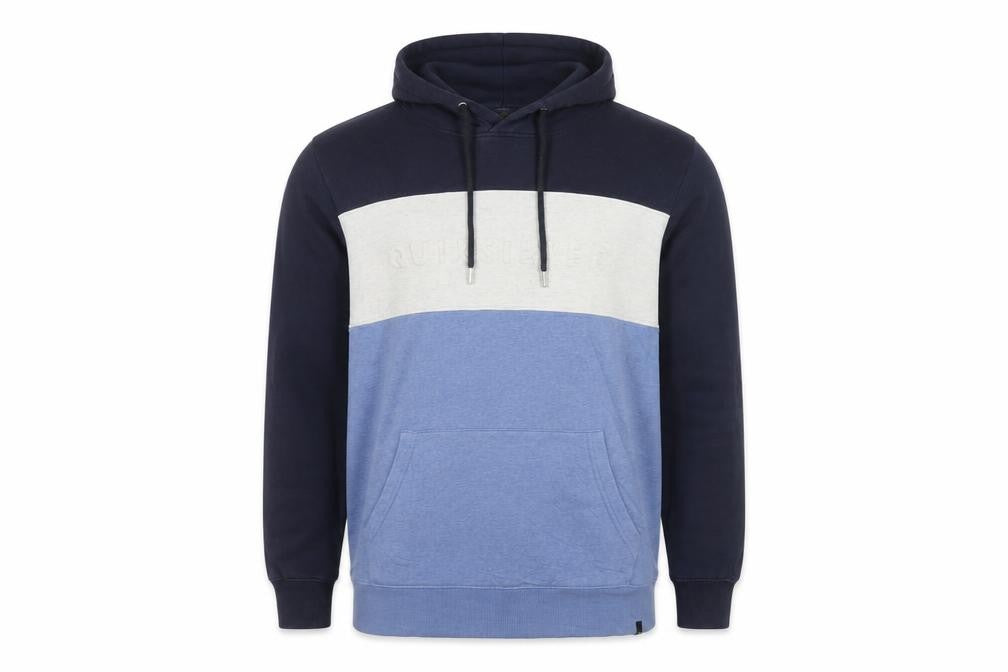 Quiksilver Men’s L Blue Navy Colour Block Pullover Hoodie Logo