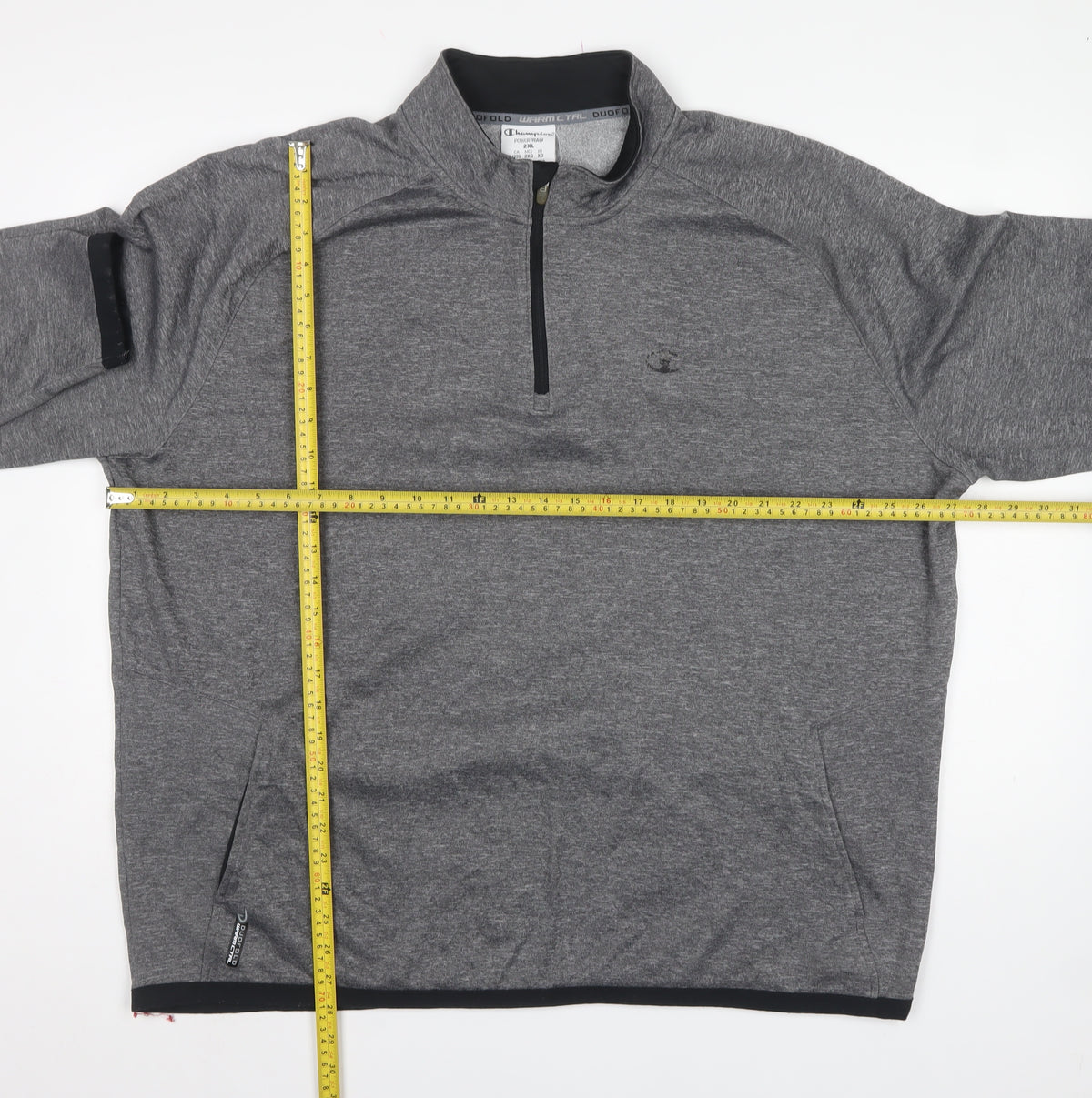 Champion Men Grey 2XL Quarter Zip Powertrain Sweatshirt Pockets