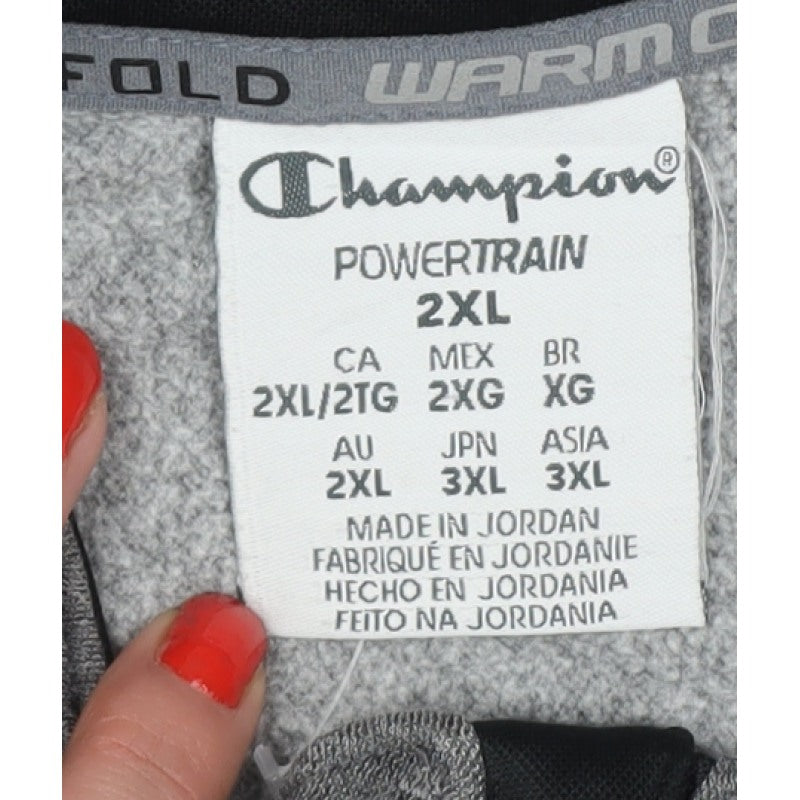 Champion Men Grey 2XL Quarter Zip Powertrain Sweatshirt Pockets