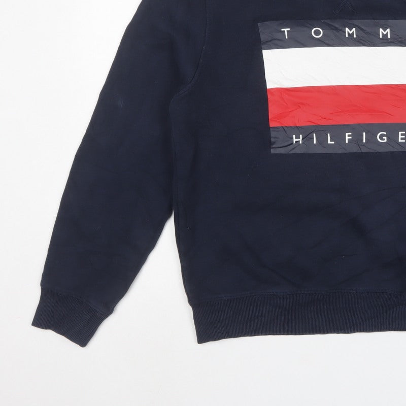 Tommy Hilfiger Men’s Blue L Logo Graphic Crew Neck Pullover Sweatshirt