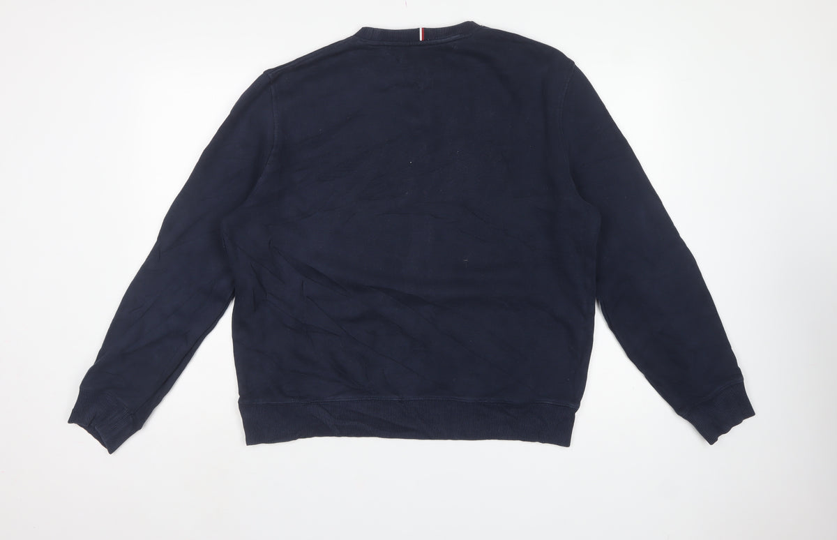 Tommy Hilfiger Men’s Blue L Logo Graphic Crew Neck Pullover Sweatshirt