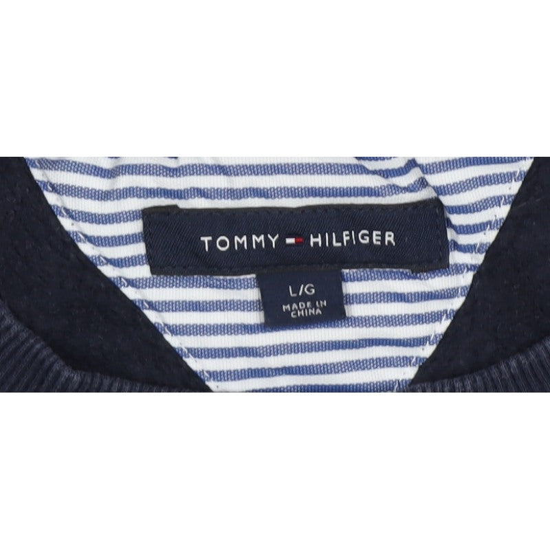 Tommy Hilfiger Men’s Blue L Logo Graphic Crew Neck Pullover Sweatshirt