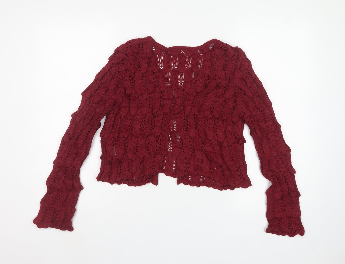 Per Una Women’s Red Size 12 Cable Knit V-Neck Open Cardigan