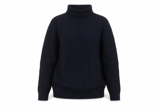 M&S Women Navy S Cable-Knit Roll Neck Long Sleeve Jumper