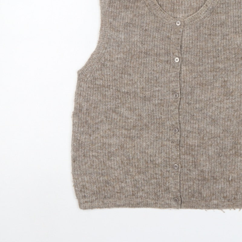 Part Two Women Beige UK 10 Mohair Blend Button Knit Vest
