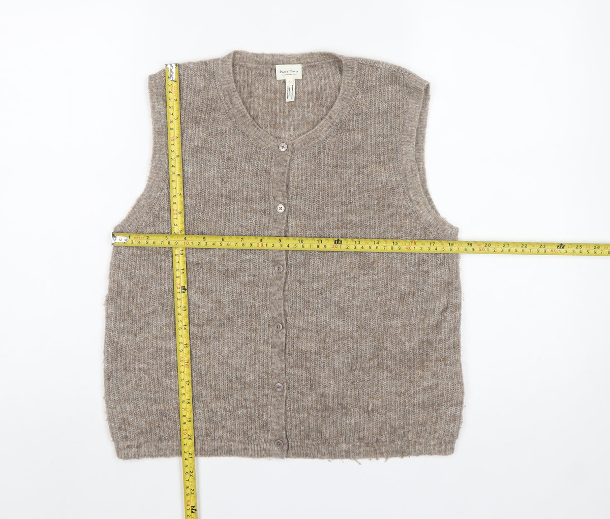 Part Two Women Beige UK 10 Mohair Blend Button Knit Vest
