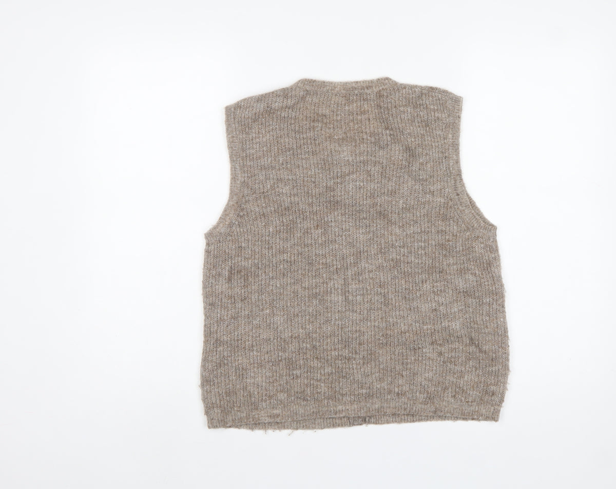 Part Two Women Beige UK 10 Mohair Blend Button Knit Vest