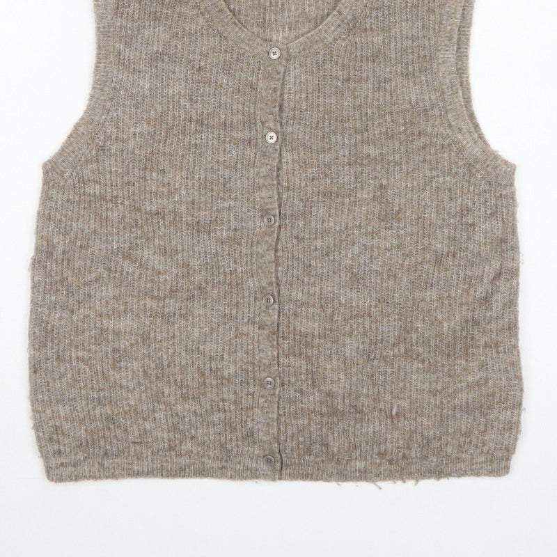 Part Two Women Beige UK 10 Mohair Blend Button Knit Vest