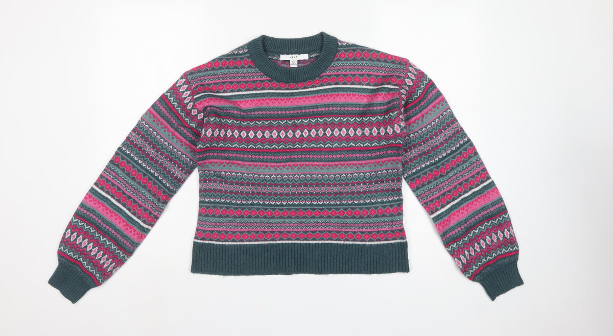 Next Women Multicoloured XS Fair Isle Crew Neck Knit Jumper