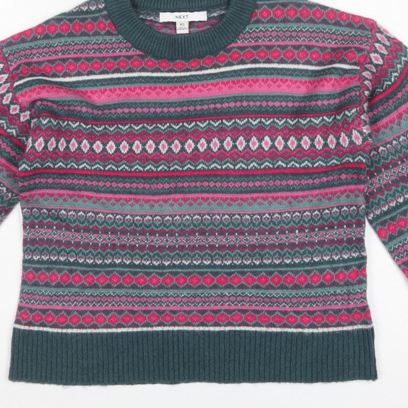 Next Women Multicoloured XS Fair Isle Crew Neck Knit Jumper