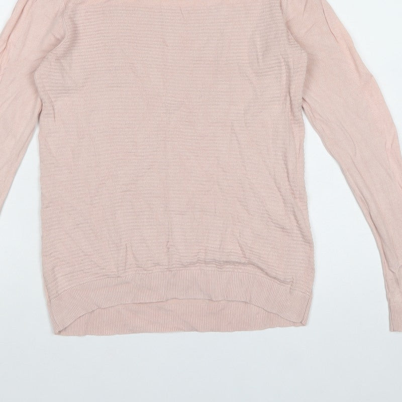Selects Women Pink S Fine Knit Crew Neck Long Sleeve Jumper