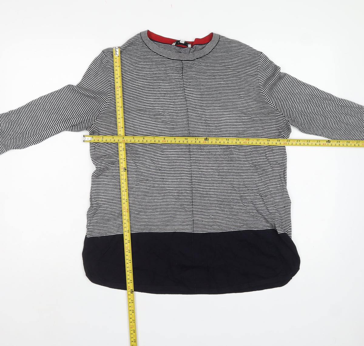 Warehouse Women Black Stripe Full Zip Knit Jumper UK 12