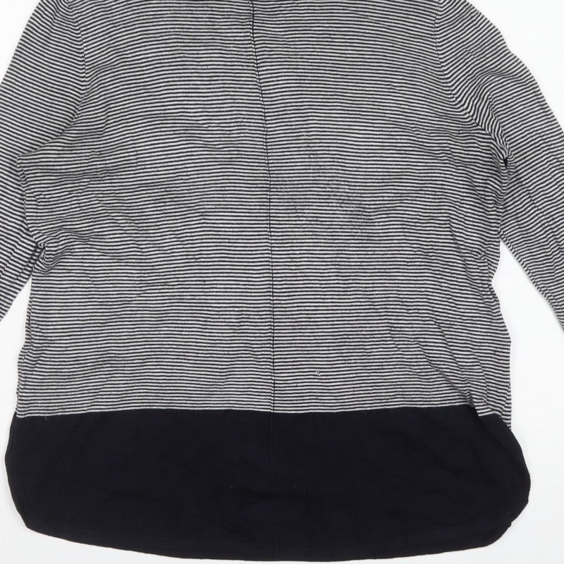 Warehouse Women Black Stripe Full Zip Knit Jumper UK 12