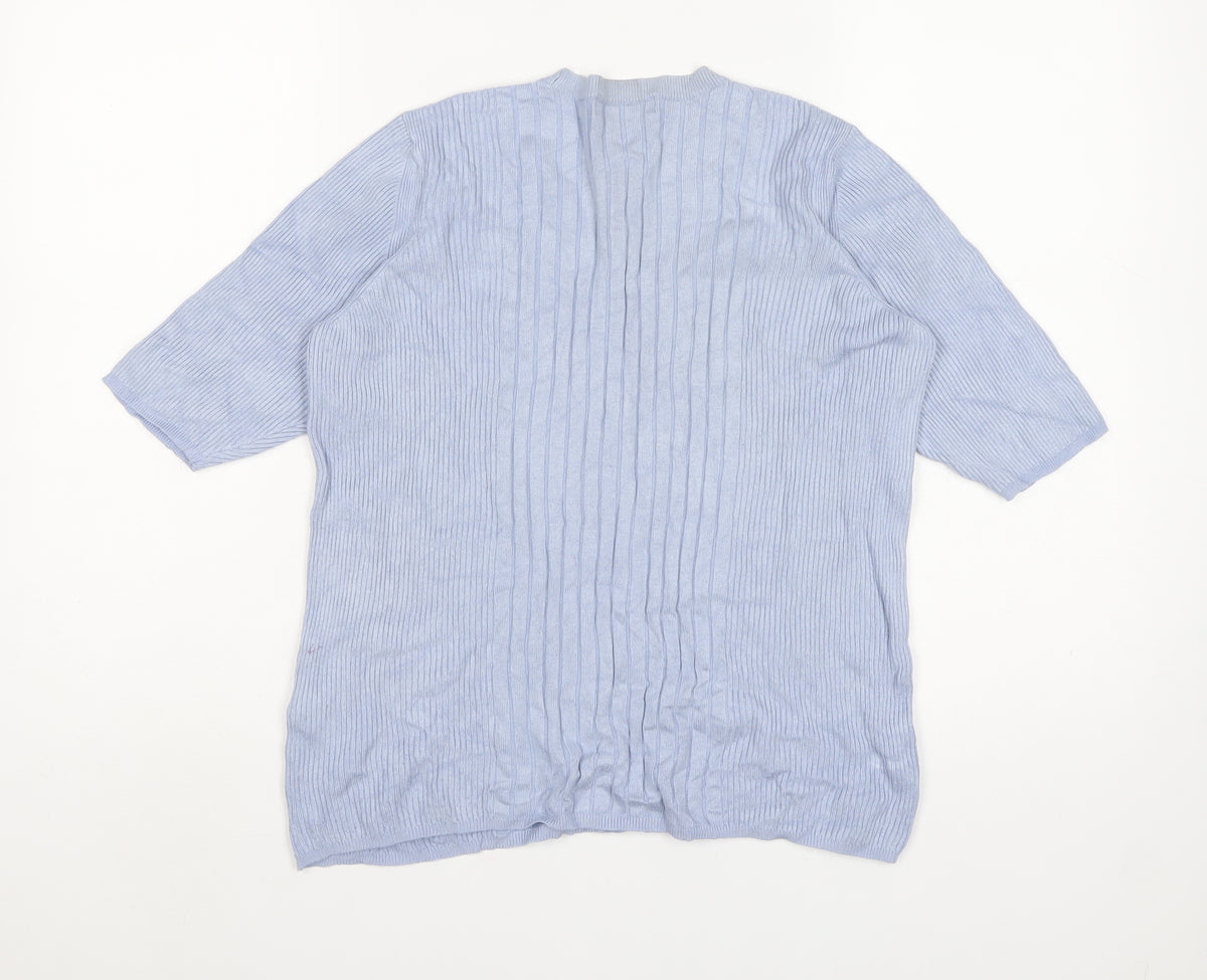 Marks and Spencer Men Blue M Ribbed Knit Short Sleeve Jumper