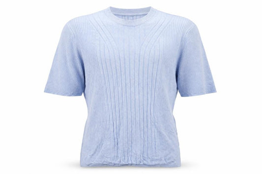 Marks and Spencer Men Blue M Ribbed Knit Short Sleeve Jumper