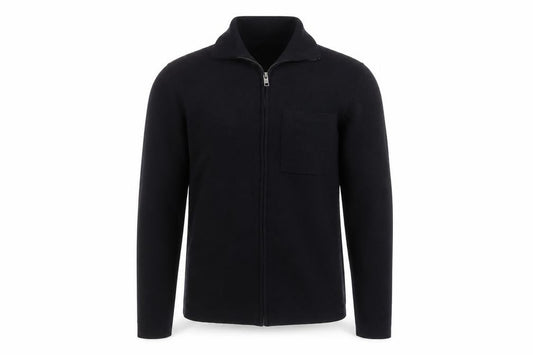 Farhi Men’s Black Small Full Zip Wool Knit High Neck Cardigan