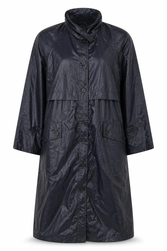 Makamac Women’s Blue UK 14 Long Hooded Nylon Rain Coat