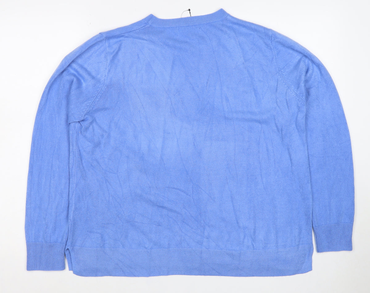 Marks and Spencer Women Blue Size 20 Crew Neck Acrylic Knit Pullover Jumper