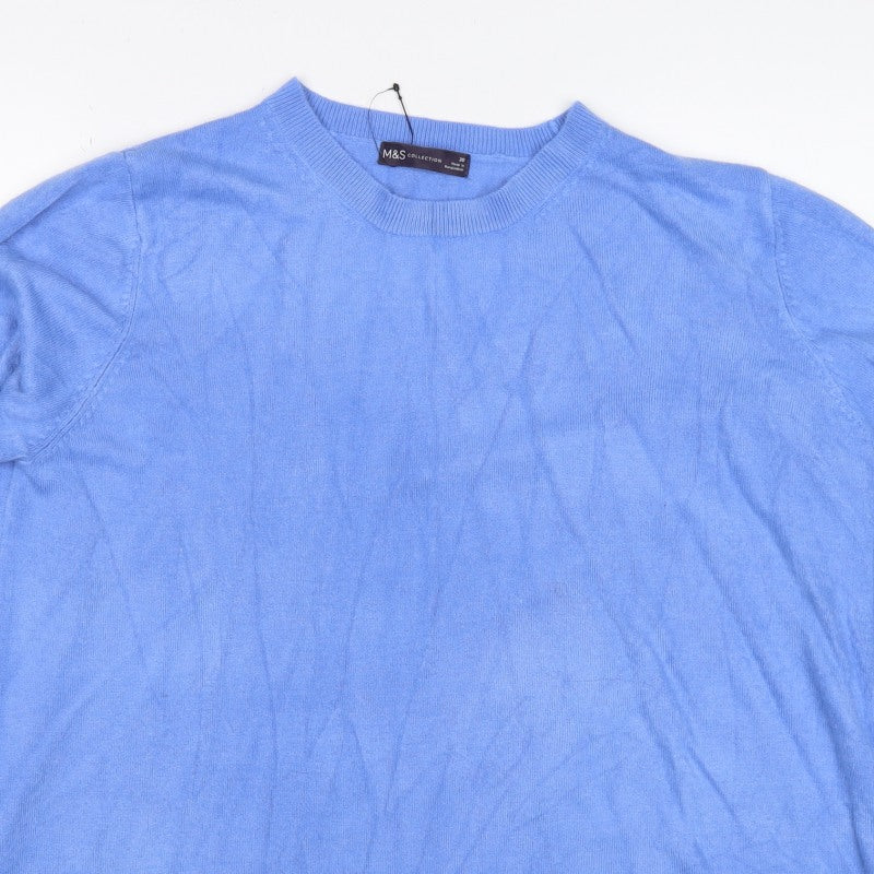 Marks and Spencer Women Blue Size 20 Crew Neck Acrylic Knit Pullover Jumper