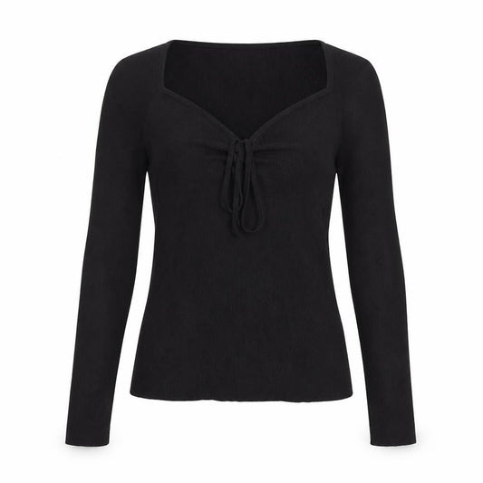 ASOS Design Women Black UK 10 Wrap V-Neck Long Sleeve Blouse
