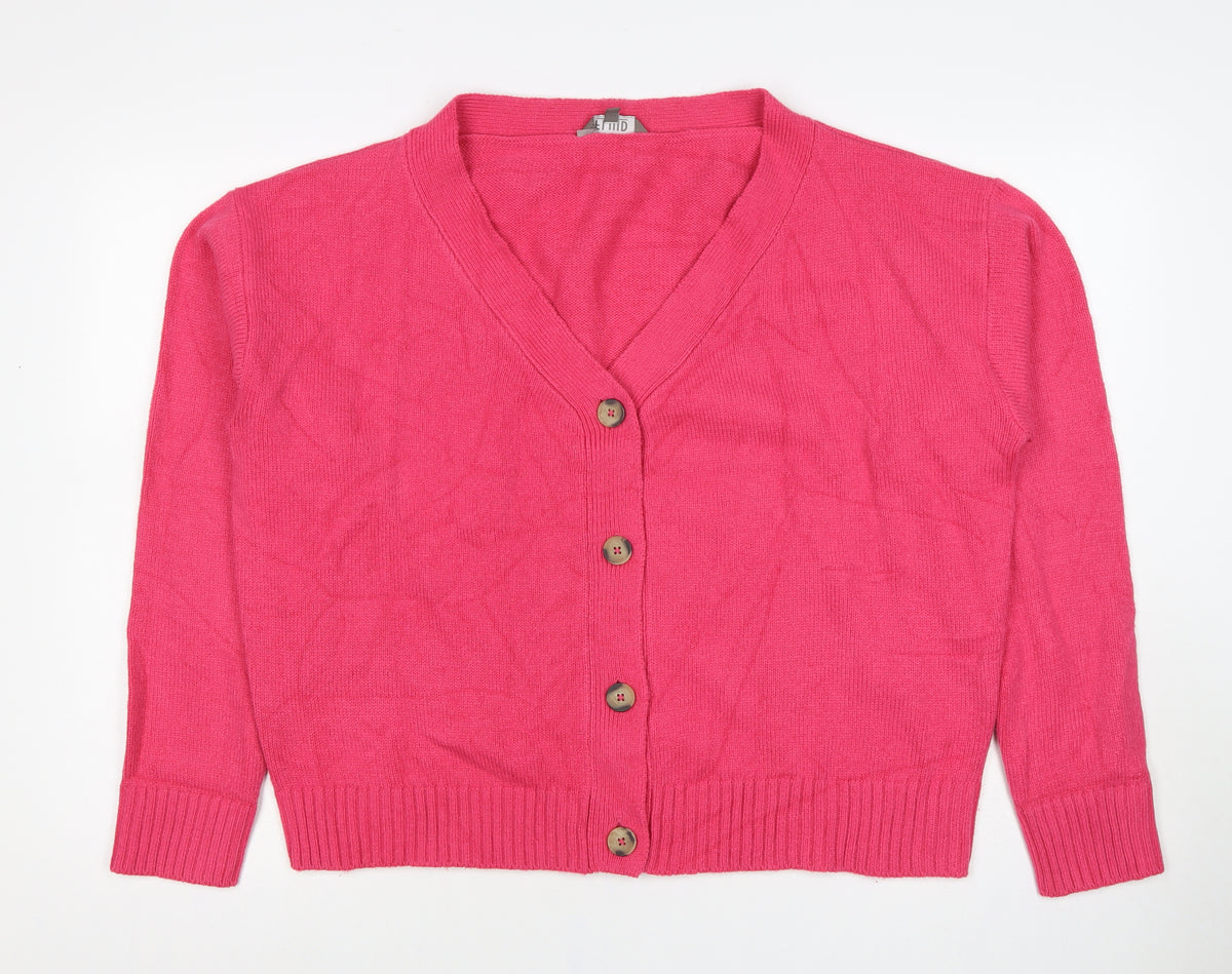 Fluid Women’s Pink Size 16 V-Neck Button Knit Cardigan