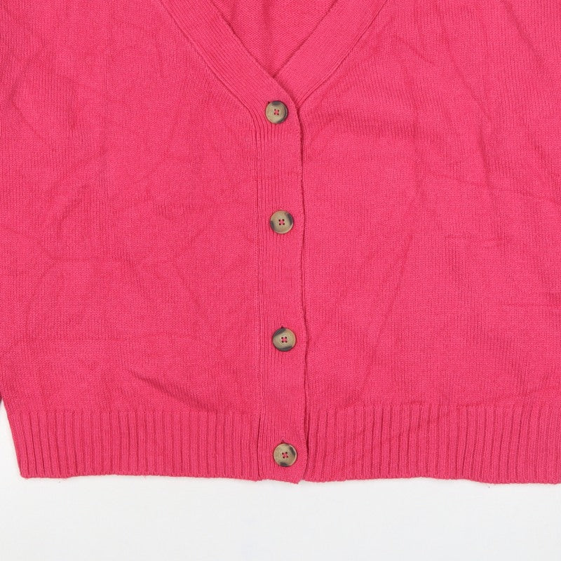 Fluid Women’s Pink Size 16 V-Neck Button Knit Cardigan