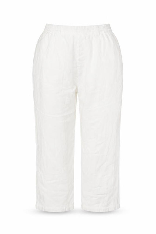 EFO Women’s White Linen Cropped Trousers UK 18 Relaxed