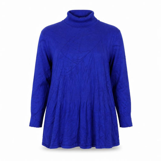 M&S Women Blue UK 14 Viscose Knit Roll Neck Long Sleeve Tunic