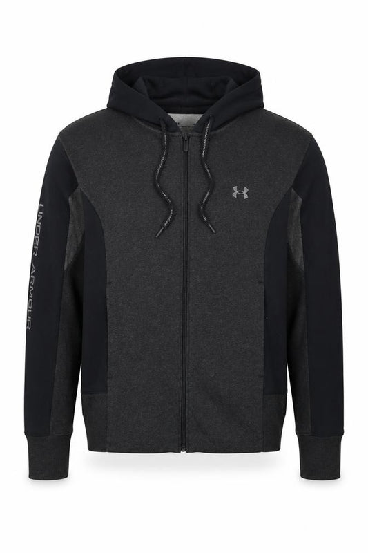 Under Armour Men’s Grey Black M Full Zip Hooded Fleece Hoodie