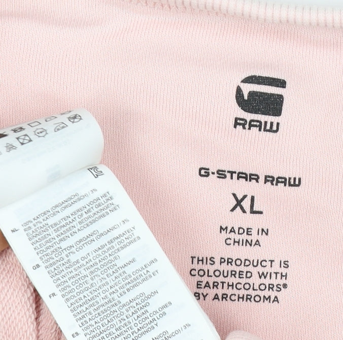 G-Star RAW Men's Pink XL Pullover Crew Neck Logo Sweatshirt