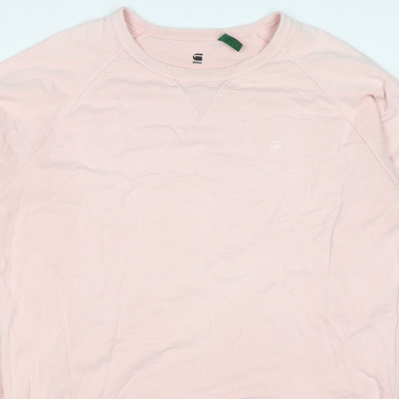 G-Star RAW Men's Pink XL Pullover Crew Neck Logo Sweatshirt
