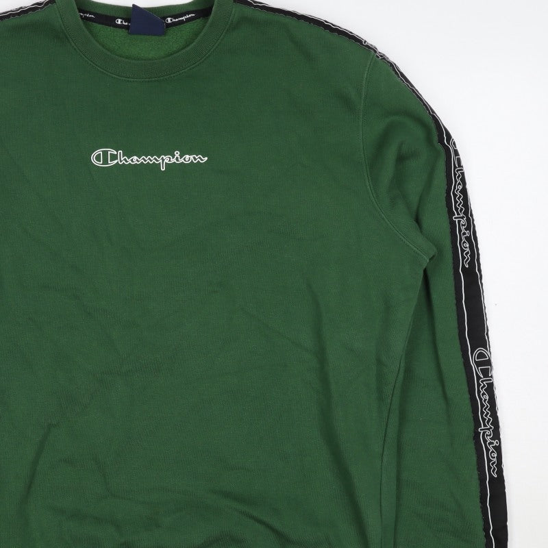 Champion Men’s Green XL Crew Neck Pullover Sweatshirt Logo Tape