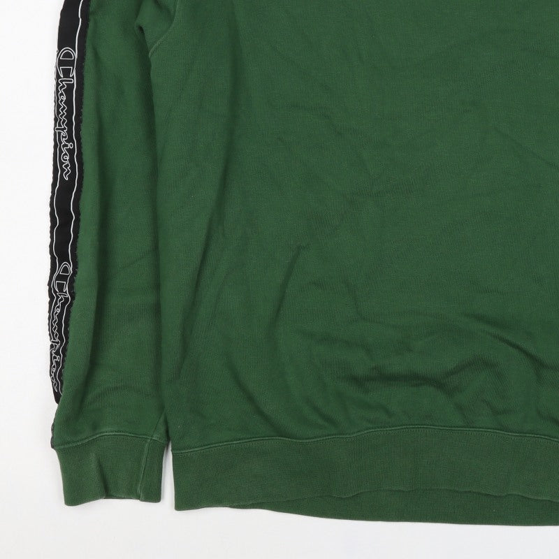 Champion Men’s Green XL Crew Neck Pullover Sweatshirt Logo Tape