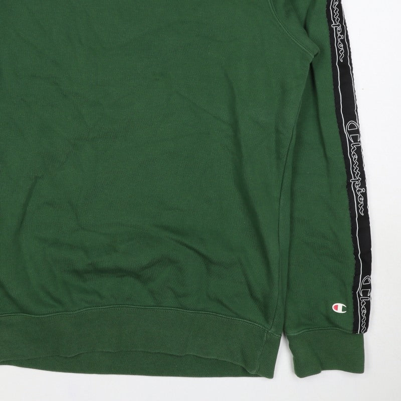 Champion Men’s Green XL Crew Neck Pullover Sweatshirt Logo Tape