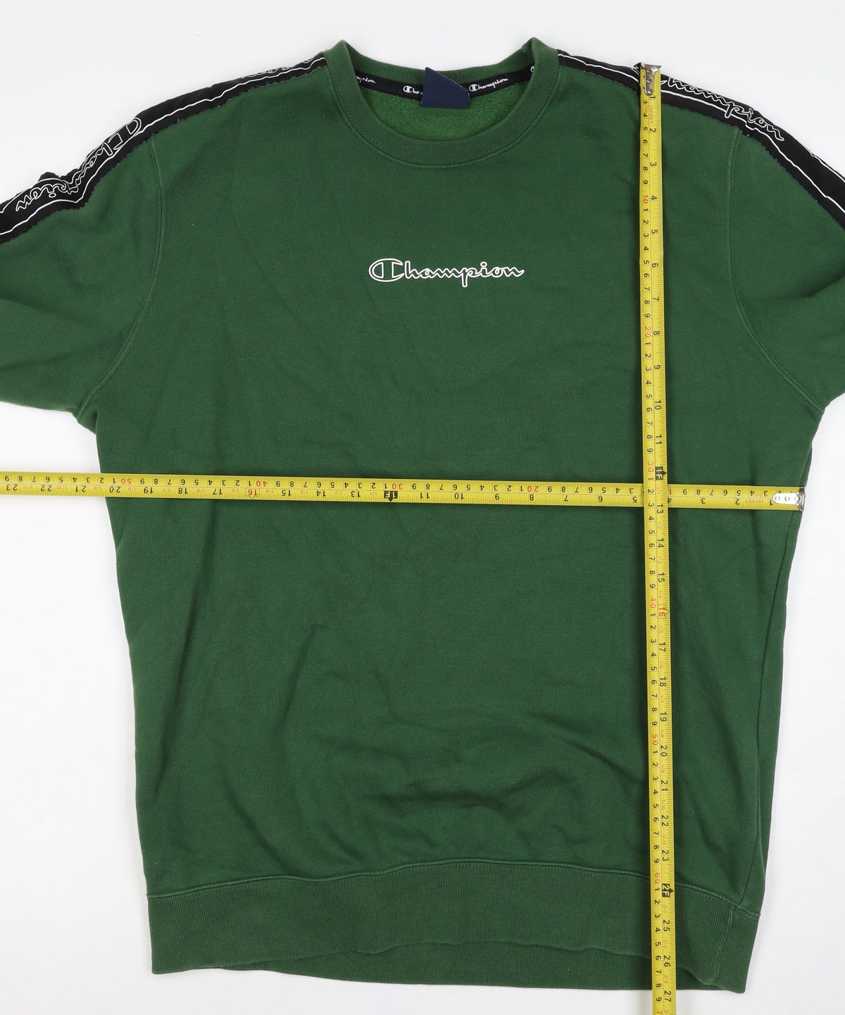 Champion Men’s Green XL Crew Neck Pullover Sweatshirt Logo Tape