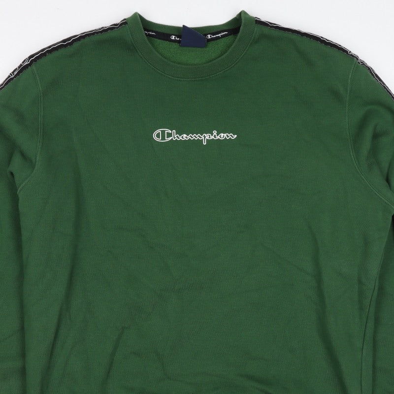 Champion Men’s Green XL Crew Neck Pullover Sweatshirt Logo Tape