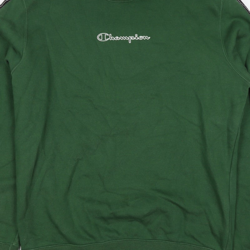 Champion Men’s Green XL Crew Neck Pullover Sweatshirt Logo Tape