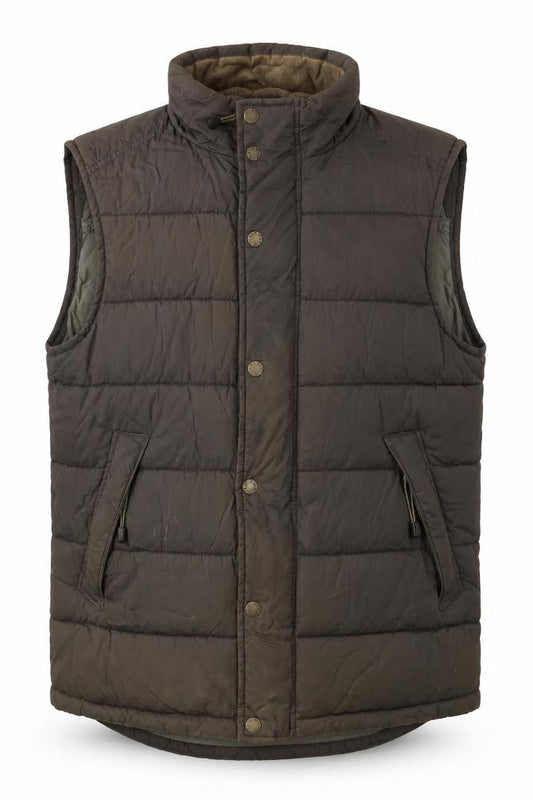 Life Line Mens Brown L Puffer Gilet Quilted Padded Zip Waistcoat