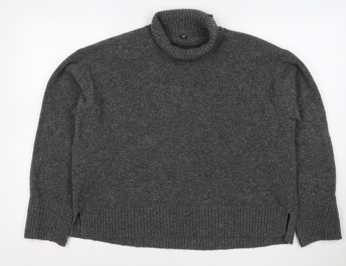 UNIQLO Women’s Grey M Roll Neck Wool Blend Knit Pullover Jumper