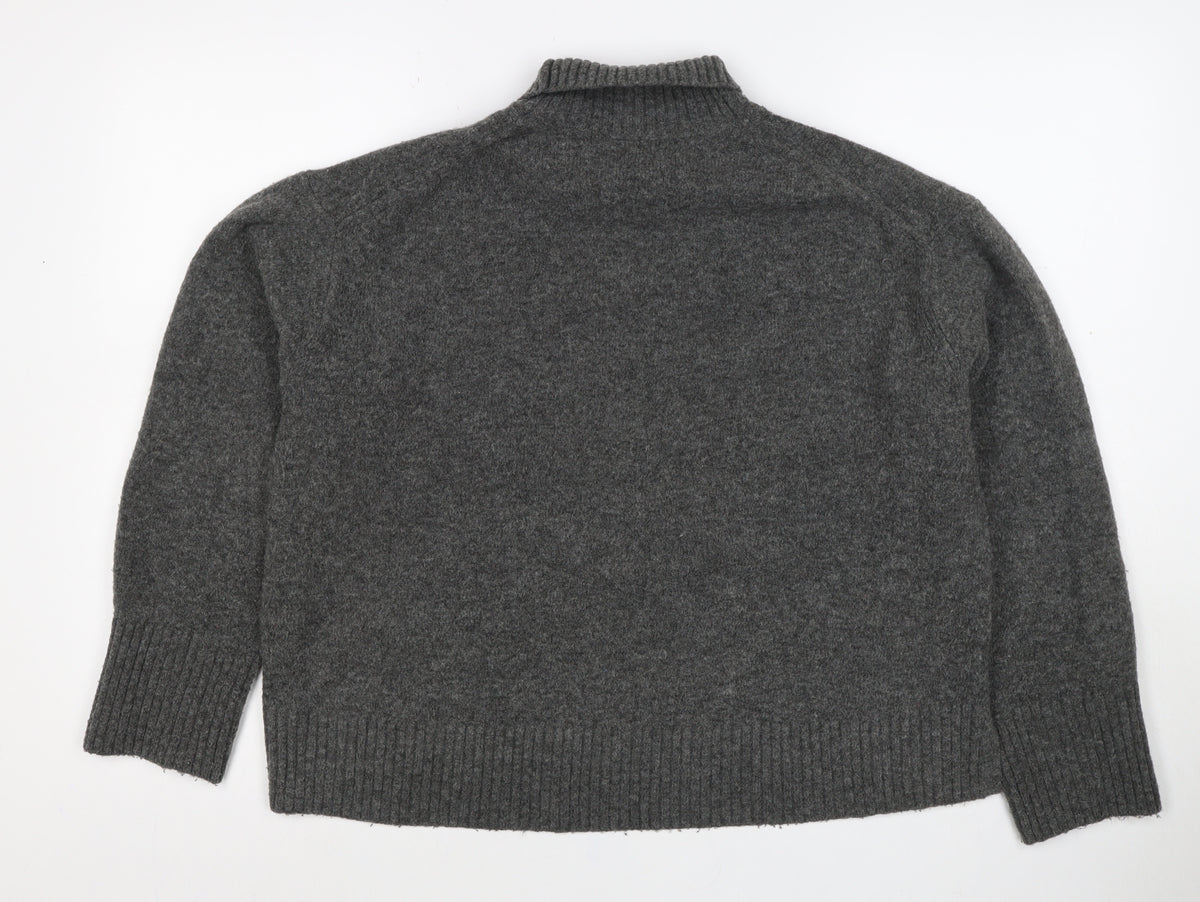 UNIQLO Women’s Grey M Roll Neck Wool Blend Knit Pullover Jumper