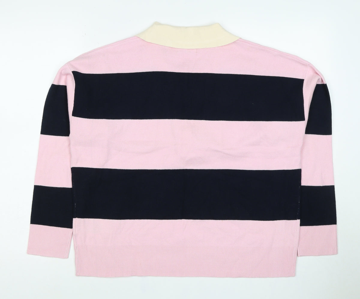 Brave Soul Women’s Multicoloured Striped Collared Knit Jumper Size M
