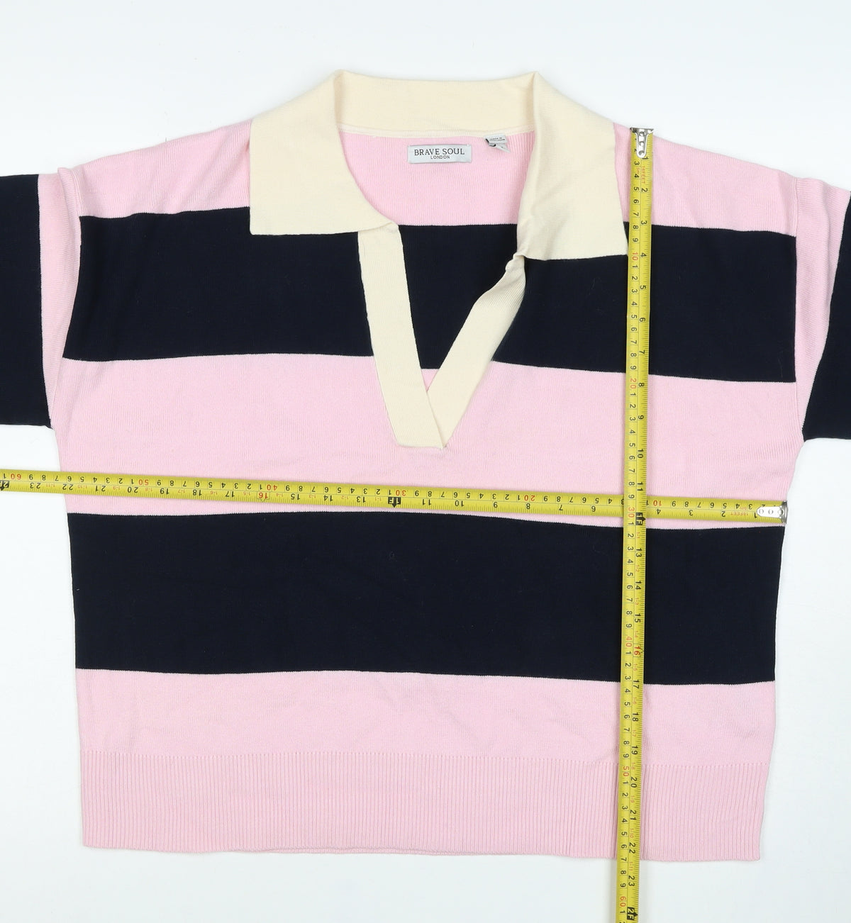 Brave Soul Women’s Multicoloured Striped Collared Knit Jumper Size M