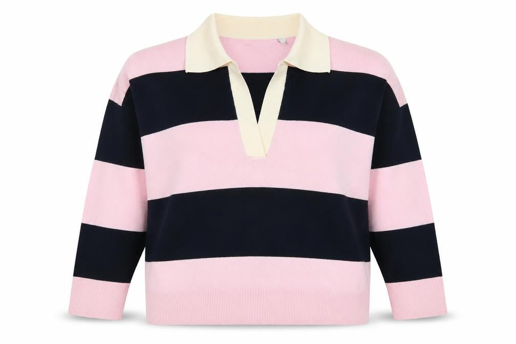 Brave Soul Women’s Multicoloured Striped Collared Knit Jumper Size M