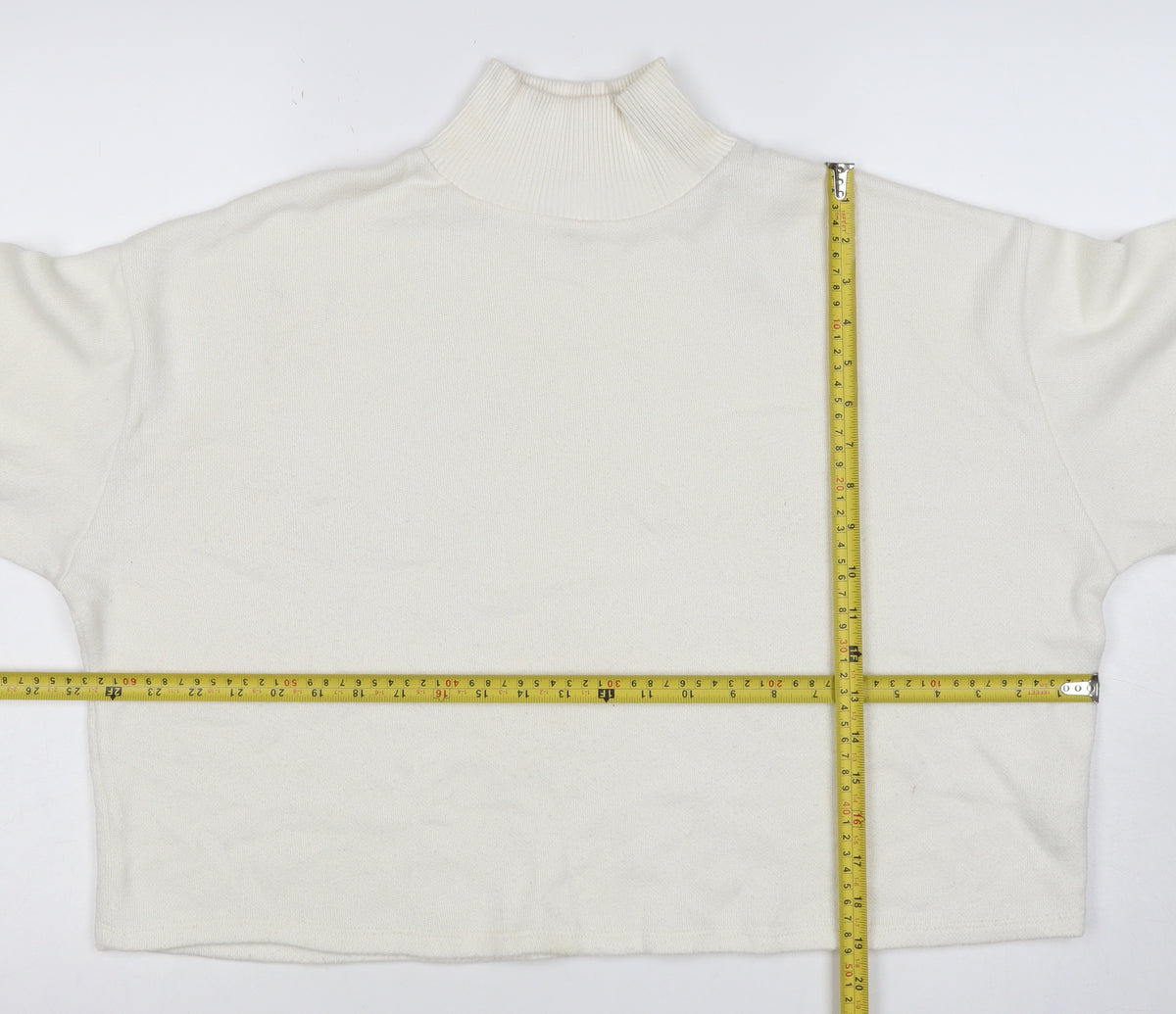 Zara Women Ivory XL Roll Neck Long Sleeve Knit Pullover Jumper