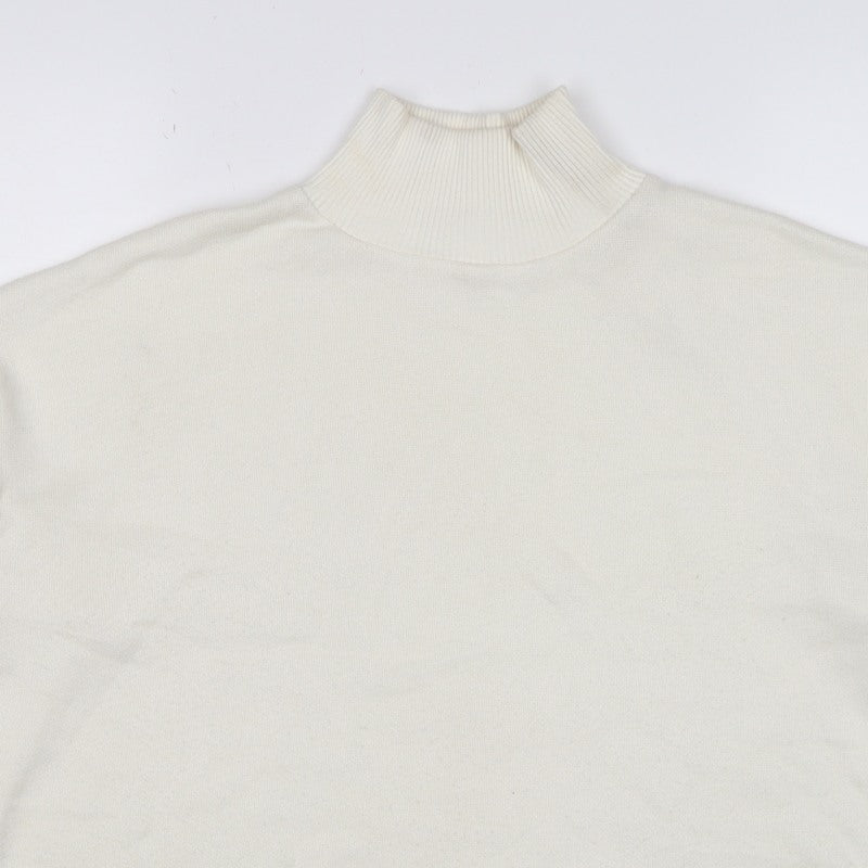 Zara Women Ivory XL Roll Neck Long Sleeve Knit Pullover Jumper