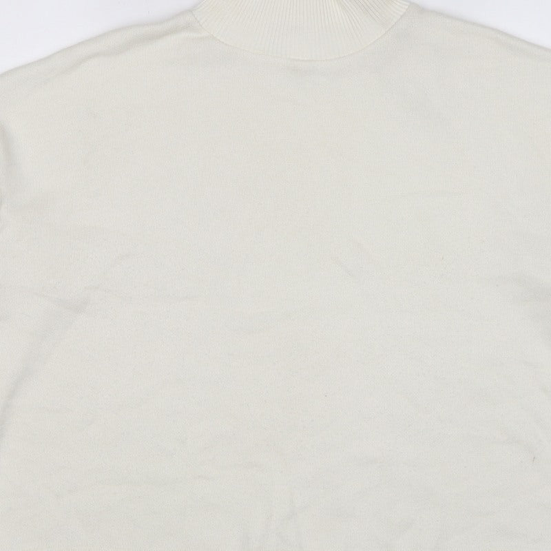Zara Women Ivory XL Roll Neck Long Sleeve Knit Pullover Jumper