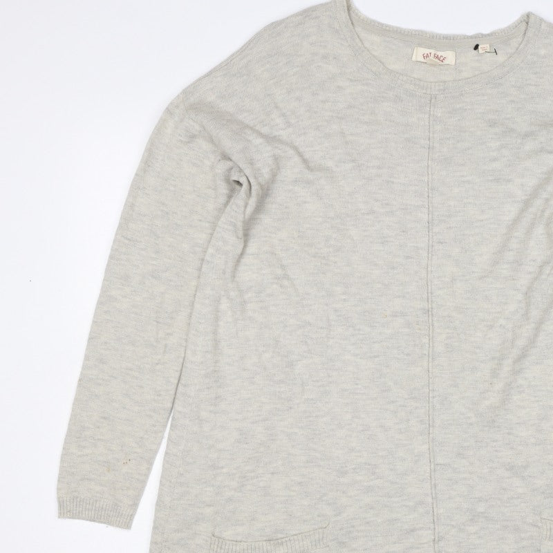 Fat Face Women’s Grey Size 8 Open Knit Longline Cardigan