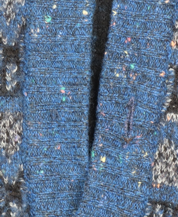 Ranger Uomo Unisex Blue Geometric Knit Button Cardigan UK 26