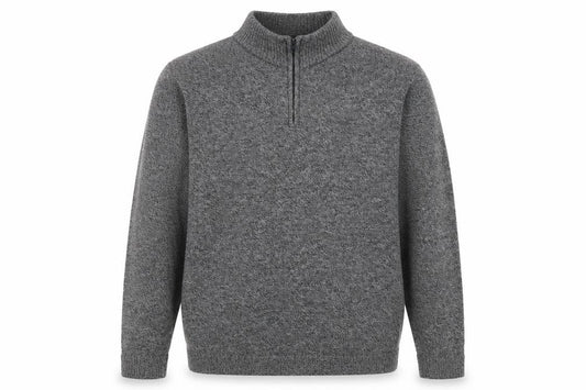 Hollister Men’s Grey XXL 1/4 Zip High Neck Knit Logo Jumper