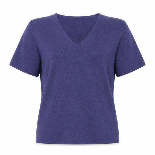 Berktex Women’s Purple Size 10 Basic Short Sleeve V-Neck Knit T-Shirt
